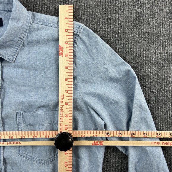 J.Crew Small Womens Top Button Down Chambray Long Sleeve Blouse - Picture 6 of 12